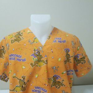 Scrub Top Halloween Scooby Do Nurse Vet Tech 44"